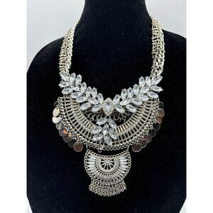 2001 Tribal Ethnic Chunky Silver-Tone Large Necklace